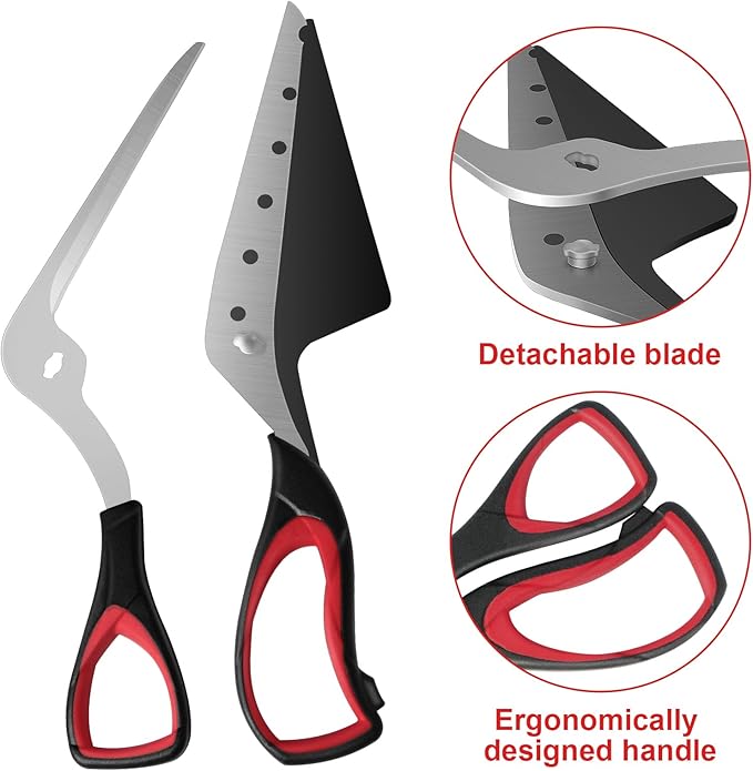 Pizza Scissors with Shovel, Pizza Cutter Scissors, Food-Grade Sharp Stainless Steel Blade and Soft Grip Handle, Black/Grey