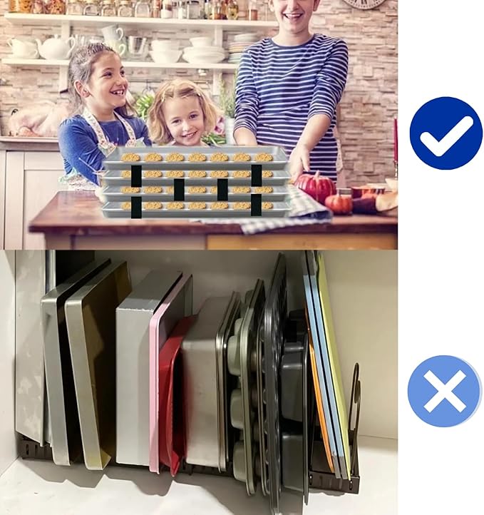 20 Piece Reusable Baking Tray Stacker, Space Saving Fixed Cookie Tray Stacker, Cookie Tray Baking Tray for Kitchen Baking (Black)