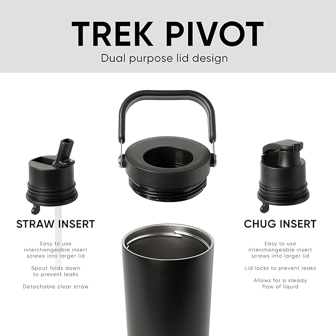 Simple Modern Trek Pivot | 30oz Flip Straw Tumbler with Handle | Water Bottle & Boot | Interchangeable Straw & Chug Lids | Insulated Stainless Steel Jug | Gym Sports Outdoors | Almond Birch