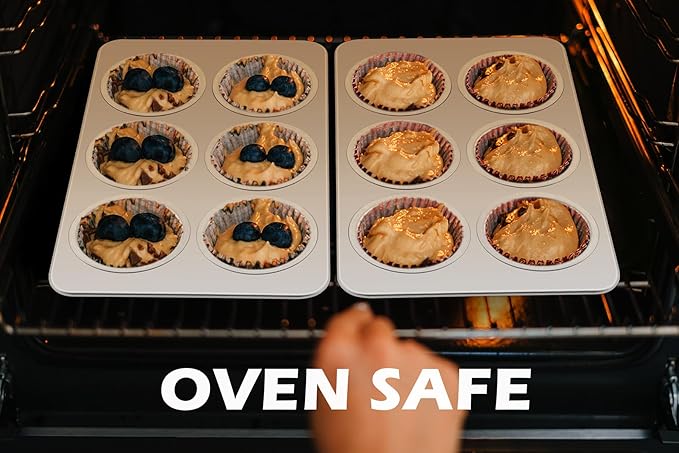 Leonyo 6-Cup Cupcake Pan, Stainless Steel Standard Size Cupcake Pans Tray for Baking, Metal Non-Toxic Muffin Tins, Dishwasher Oven Safe