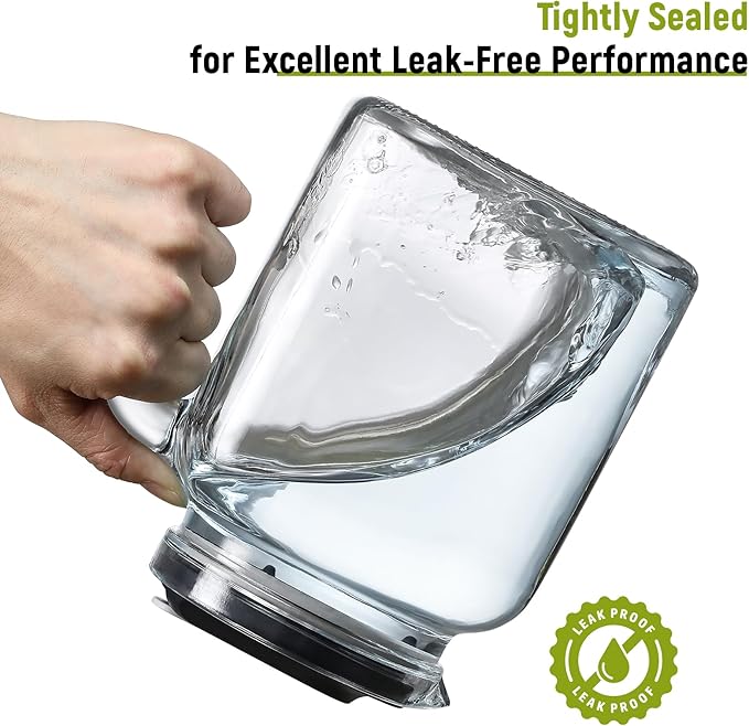 68 Oz Seal Pitcher With Lid and Spout, Large Iced Tea Pitcher for Fridge, Wide Mouth Glass Jar Container for Homemade Juice & Iced Tea, Iced Coffee, and Drinks