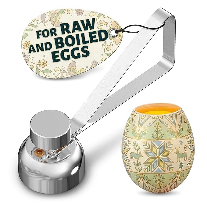 Egg Cracker Tool for Raw Eggs - Egg Shell Opener for Hard Boiled Eggs with Durable Stainless Steel Construction, Ergonomic & Adjustable Design - Easy-to-Use Shell Cracker Tool for Easy-Boiled Eggs