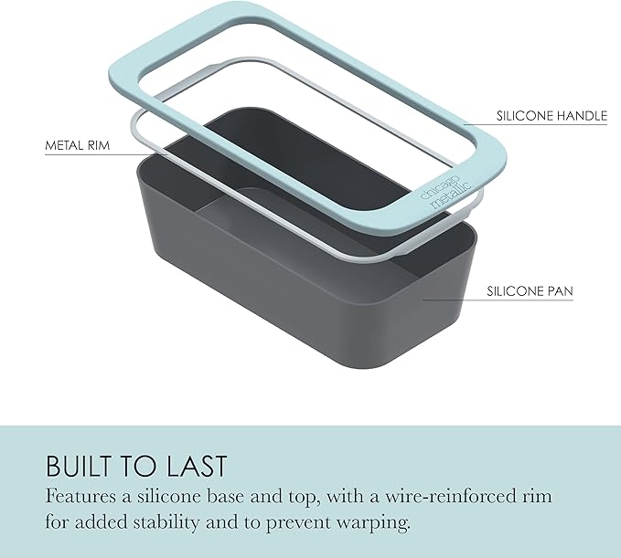 Chicago Metallic Silicone Loaf Pan, 5x9-Inch Nonstick Bakeware with Wire-Reinforced Rim, BPA-Free Food-Grade Silicone, Oven Safe to 428°F, Dishwasher Safe, Easy Bread Release