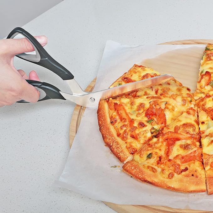 Pizza Scissors, Pizza Cutter with Ultra Sharp Detachable Blade and Ergonomic Soft Grip, 10.3Inch, Black&Grey