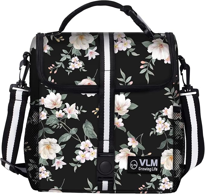 VLM Lunch Box for Women, Insulated Lunch Bag Women with Adjustable Shoulder Strap, Cute Lunch Tote Bag for Work,Picnic,Camping