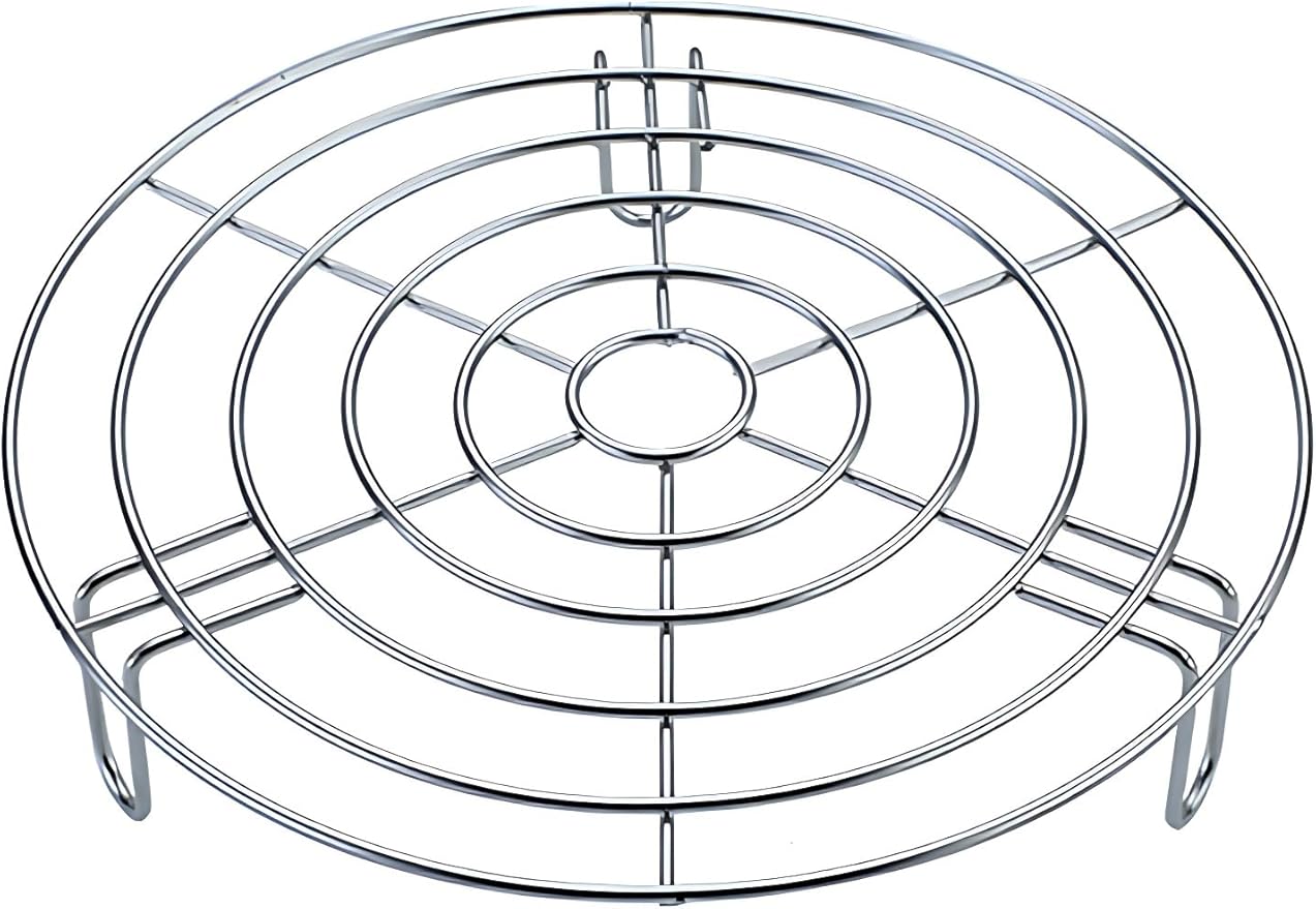 Bacon Cooking Rack for Oven Use Dia 9.4" Wire Cooling Racks for Baking Round 304 Stainless Steel Wire Cooking Racks/Carbon Baking Net/Grill/Pan Grate with Legs (Height 1.8",9.4"/24cm)