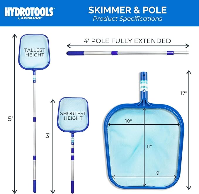 Swimline Leaf Skimmer with 48" Adjustable Aluminum Telescopic Pole