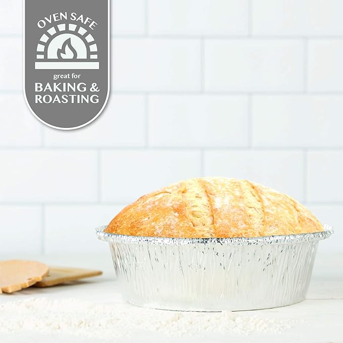 PLASTICPRO 6'' Inch Round Tin Foil Cake Pans Disposable Aluminum, Freezer & Oven Safe - For Baking, Cooking, Storage, Roasting, & Reheating, Pack of 50