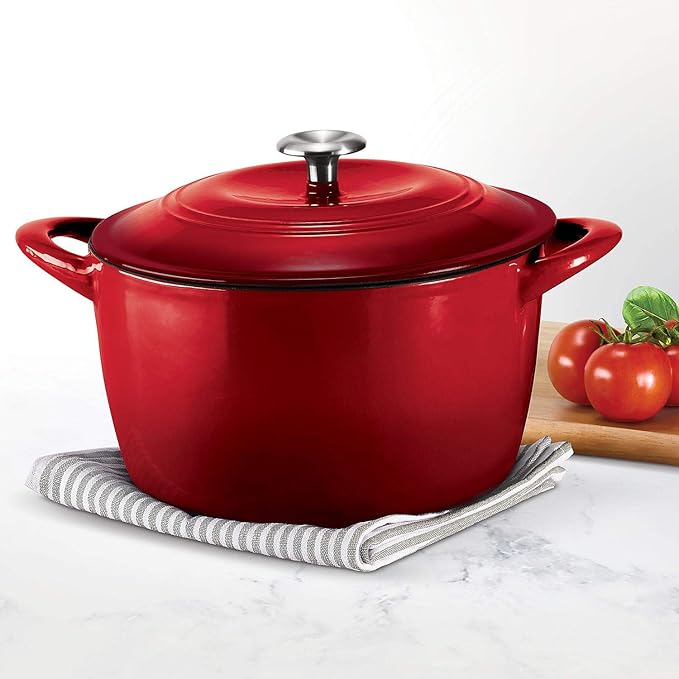 Tramontina Enameled Cast Iron 7-Qt. Covered Round Dutch Oven - Red