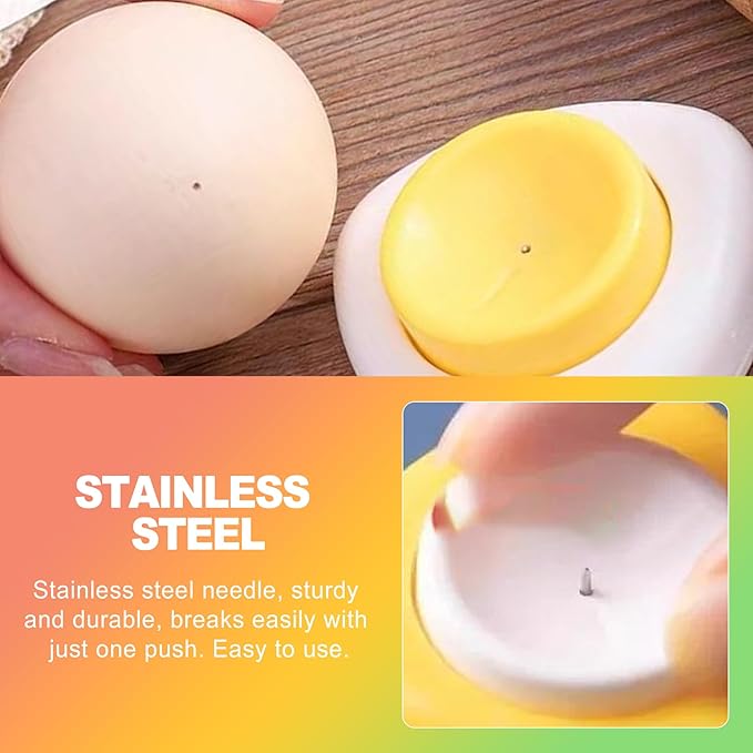 ZukoCert Stainless Steel Egg Piercer for Raw Eggs - Egg Hole Puncher with Safety Lock to Prevent Shell Cracking During Boiling, Makes Peeling Easy