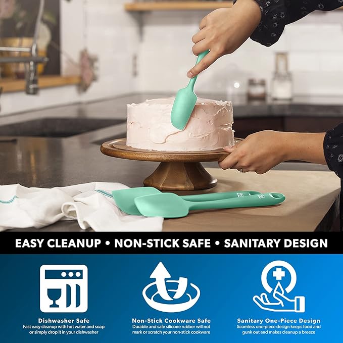DI ORO Mini Spatula - Small Spatulas Silicone Heat-Resistant up to 600°F - Silicone Kitchen Scraper for Baking & Cooking BPA Free - Mixing Spatula Dishwasher Safe - Nonstick Cookware Safe (Mint)