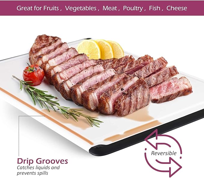 Extra Large Plastic Cutting Board for Kitchen - 18 Inch Dishwasher Safe Cutting Board, Reversible Chopping Board with Juice Groove + Non Slip Feet for Meat, Fruit, Vegetables, Meal Prep by Belwares