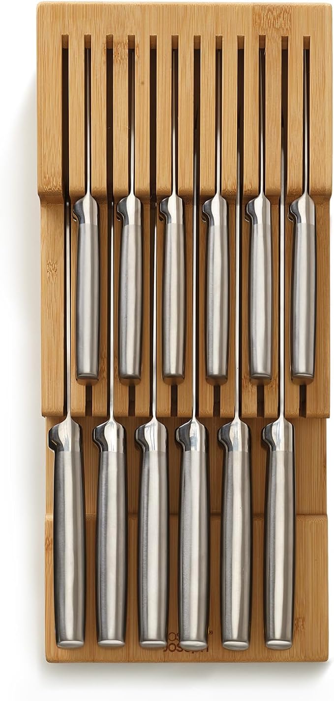 Joseph Joseph DrawerStore Knife Organizer, holds up to 12+ knives, Kitchen Organization & Drawer Storage, Bamboo