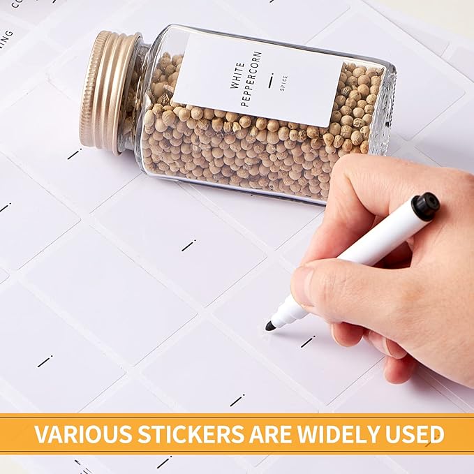 48 Pcs Spice Jars with Label- Glass Spice Jars with Gold Metal Caps,Shaker Lids, Funnel, Chalk Pen, Brush,Cleaning Cloth,Skiileor 4oz Seasoning Containers Bottles for Spice Rack, Cabinet, Drawer