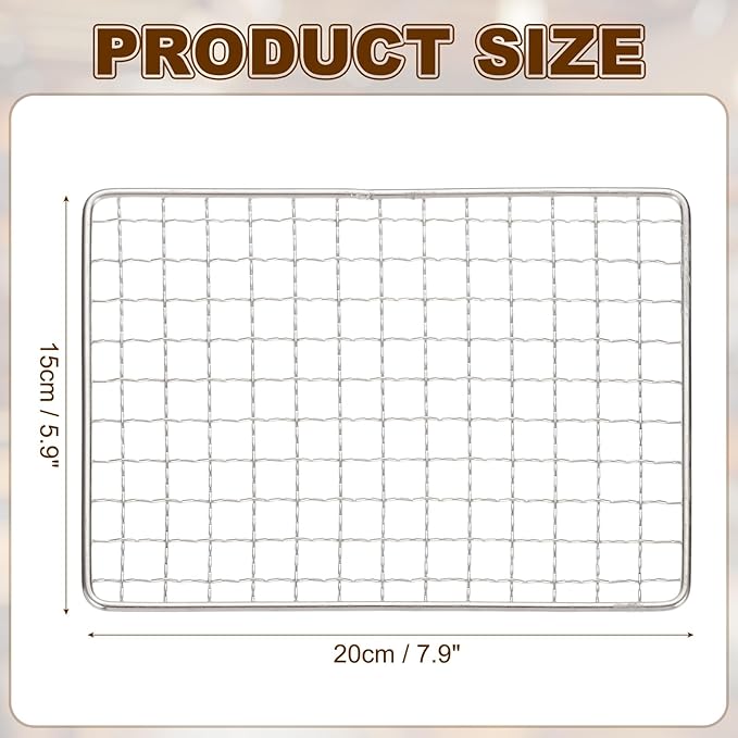 uxcell Cooling Racks, 5.9" x 7.9" Stainless Steel Barbecue BBQ Grill Net Mesh Rack Grate for Cooking, Roasting, Grilling, Oven & Dishwasher Safe, Silver