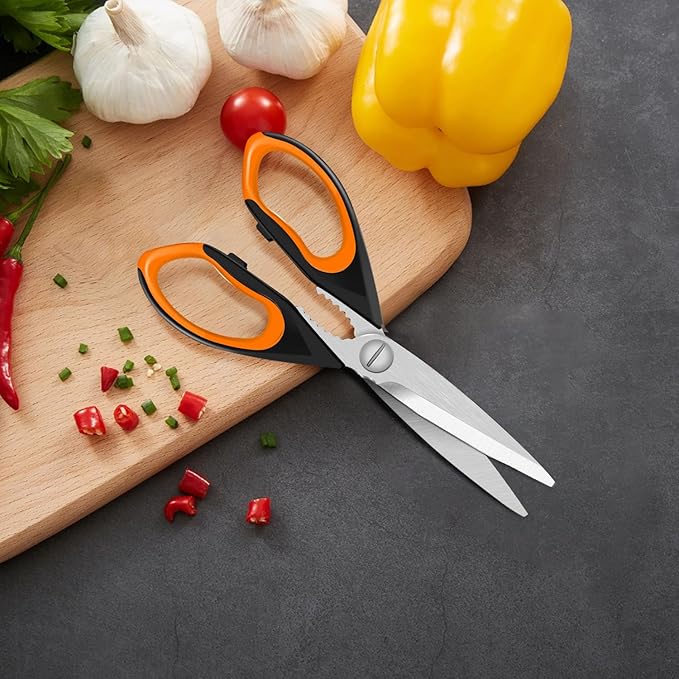 1 Pack Sharp Kitchen Scissor with Magnetic Holder, Heavy Duty Kitchen Shears Meat Scissors, Multifunctional Stainless Steel Cooking Poultry Scissors for Household School Picnic