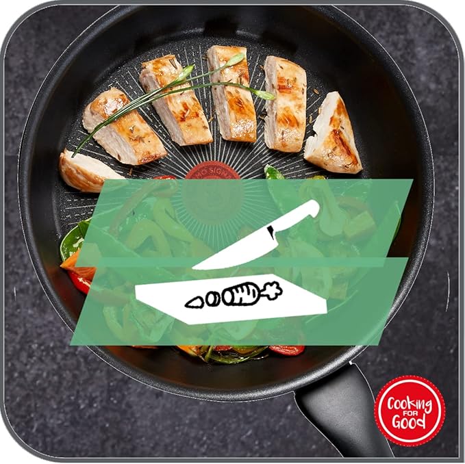 Tefal C38819 Hard Titanium Essential Wok Pan 28 cm | Non-Stick Coating with Titanium Particles | Thermal Signal Temperature Indicator | Dishwasher Safe | Made in France | Black