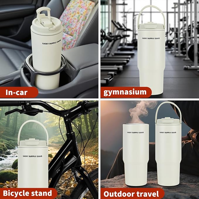 ANEWSIR Water Bottle 24 Oz/Stainless Steel Tumbler with Straw - Vacuum Insulated Water Bottle for Home, Office or Car Reusable Cup With straw，Cold for 12 Hrs or Iced for 24 Hrs(White)