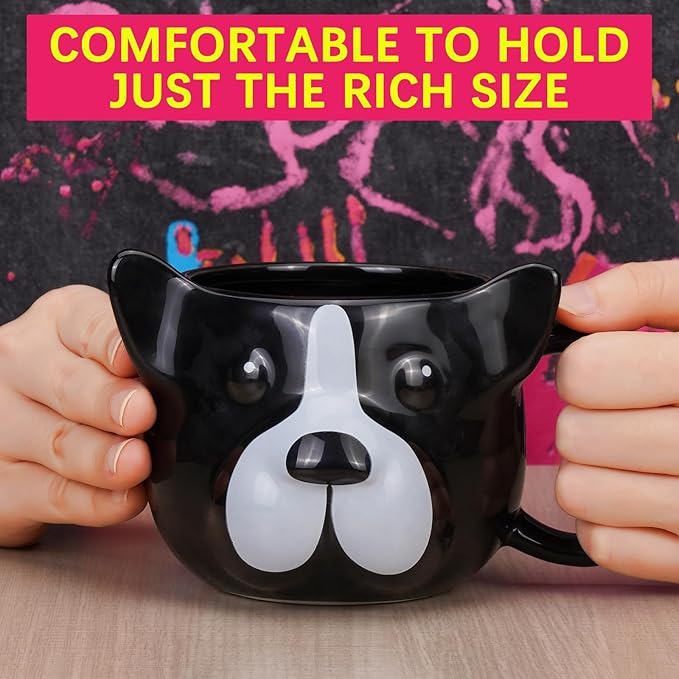 Dog Mug 14 oz Cute Ceramic Coffee Mug 3D Porcelain Tea Cup for Women Men Kids - Kawaii Dog Lover Gift for Christmas Housewarming Holiday Birthday