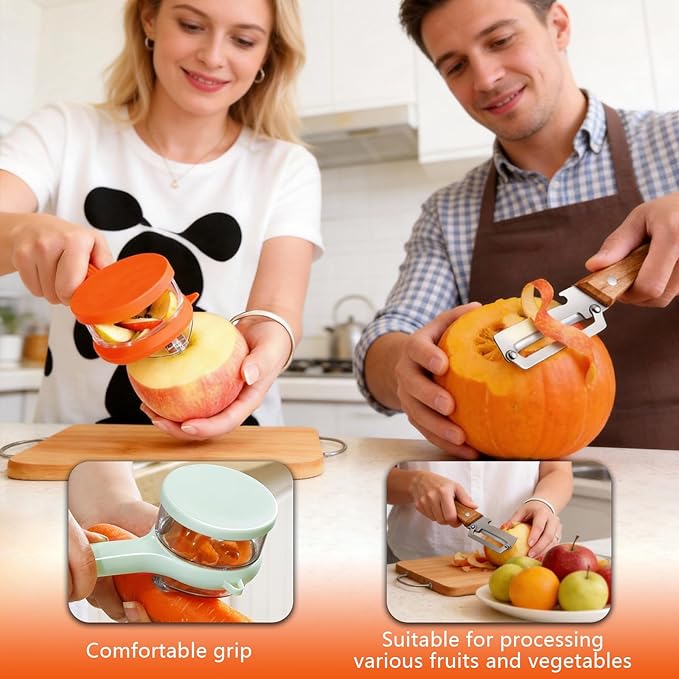 Multi Functional Vegetable Peeler for Kitchen with Bottle Opener,2 Pcs Peeler with Container, Stainless Steel Blade,Fruit and Vegetable Peeler with Storage Box,for peeling apples, potatoes, carrots