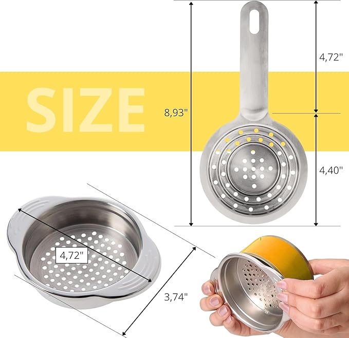 2 PCS Tuna Strainer for Can - Small Colander with Handle Stainless Steel Tuna Can Strainer Press for Kitchen Multipurpose Tuna Drainer Press