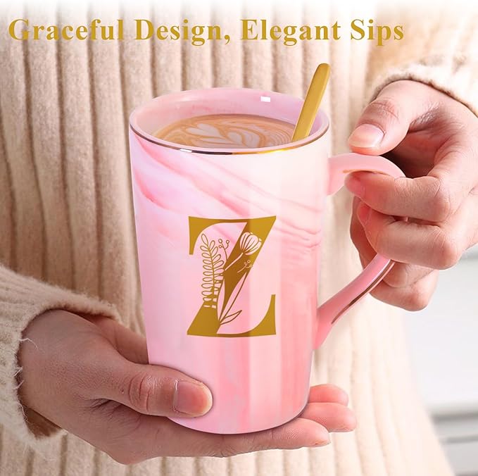MNZZ Personalized Ceramic Coffee Mug with Lid Tea Cup Women Men Teacher Gifts Female Male Preschool Kindergarten Pre K Prek Middle High School First Year 1st 2nd 3rd 4th 5th Grade,Z