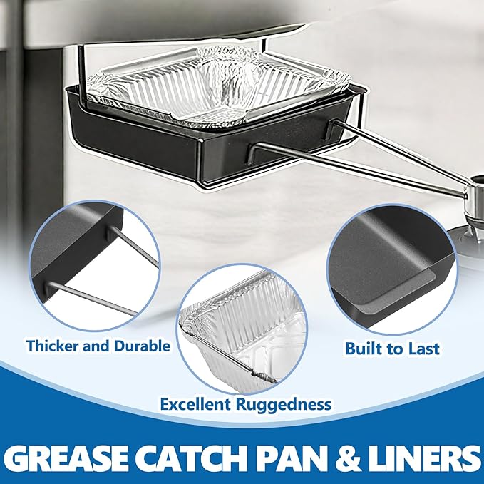 SafBbcue Grill Drip Pan for Nexgrill 720-0830H 720-0830D 720-0888S 720-0898 Grease Tray Replacement Parts, Grease Catcher for Home Depot Nexgrill 720-0882A 720-0925P Cuisinart CGG-7400 with Liners