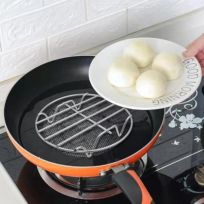 3 Pcs Cooling Racks Round Steamer Rack Canning Rack for Baking, Stainless Steel, 6 inch