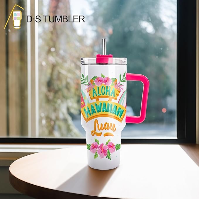 D·S 4 Pack Sublimation Tumblers 40 OZ with Handle Blank Insulated Large Tumbler Bulk, Coffee Travel Cups Stainless Steel Travel Mug for Diy Craft Heat Press Print