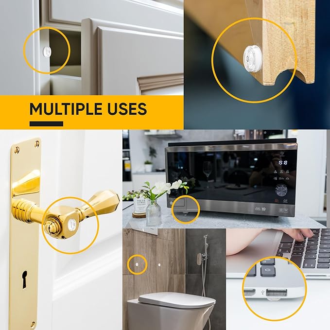 128 Self Adhesive Cabinet Door Bumpers – Sticky Clear Silicone Rubber Pads for Furniture Drawers, Kitchen Cabinets, Decor, Wall Protection – Vellax