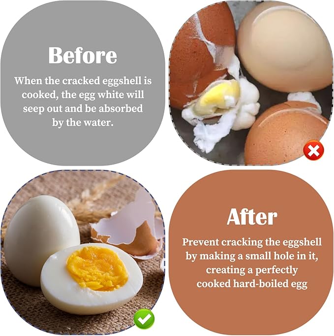 SHENLIU Egg Piercer for Raw Eggs, Stainless Steel Egg Poker, Stainless Steel Egg Piercer for Hard Boiled Eggs with Retractable Pin Egg Peeler Tool for Hard Boiled Eggs Hole Puncher