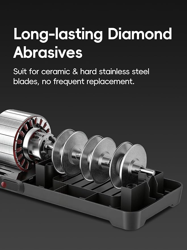 Electric Knife Sharpener, Precise 20° Diamond 3-Stage Knife Sharpener for Kitchen Knives, 40S Quick Sharpening & Polishing for Chef, Santoku, Ceramic Knives, Easy to Use for Beginners, Black
