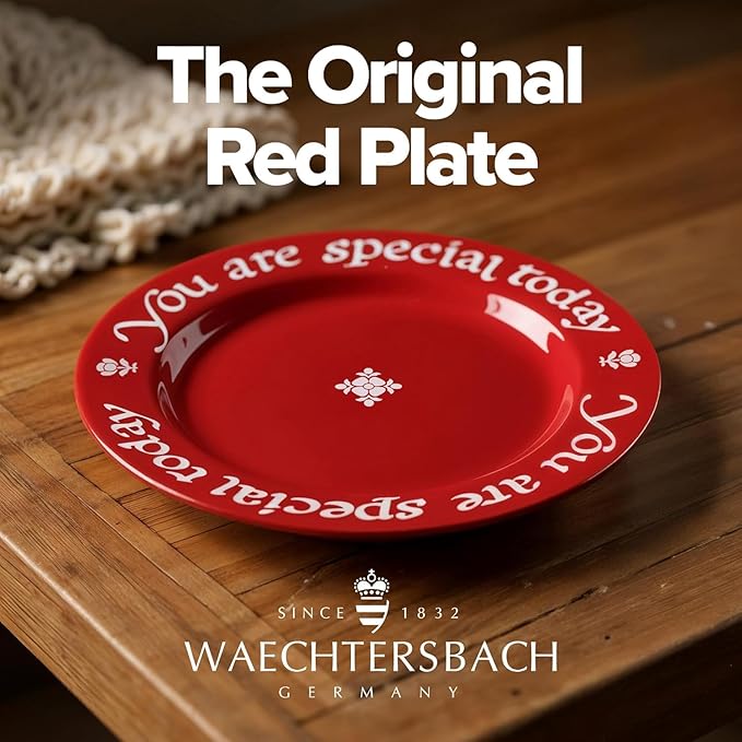 You Are Special Today Red Ceramic Plate, Set of 3-10.75-Inch Porcelain Dinner Plates, Microwave & Dishwasher Safe, Gift Boxed with Pen, Stylish Tableware for Entertaining