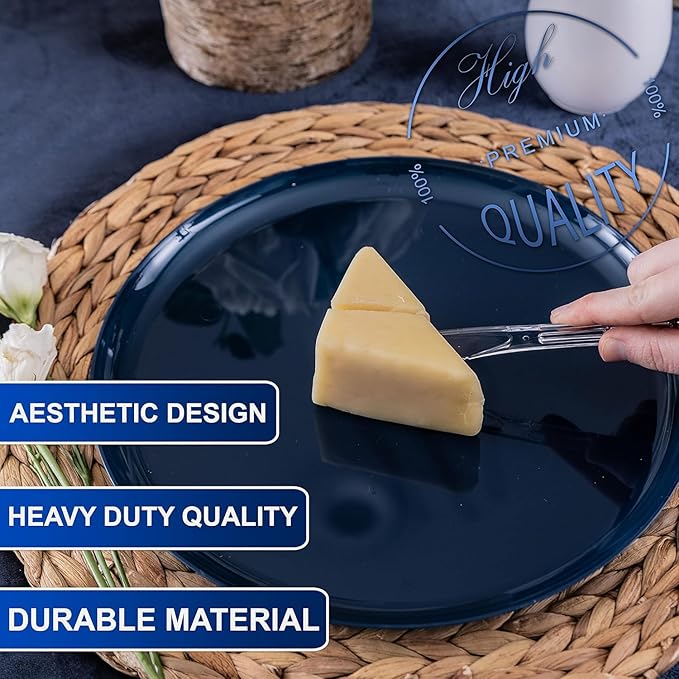 PARTY BARGAINS Disposable Cutlery Set 120-Piece – Sapphire Settings Clear Plastic Forks Spoons Knives – Heavy-Duty Utensils for Parties Catering Weddings & Events – BPA Free