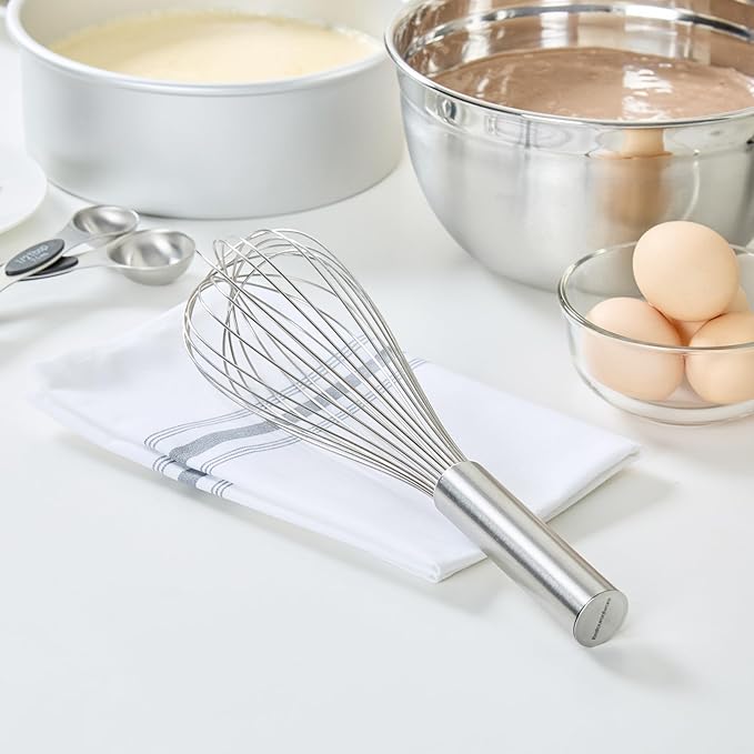 Restaurantware Met Lux 12 Inch x 2.5 Inch Baking Whisk, 1 With Ergonomic Handle Metal Whisk - Dishwasher-Safe, Corrosion-Resistant, Stainless Steel Whisk For Baking, For Whipping, Baking, Or Cooking