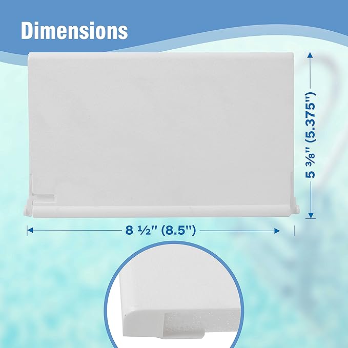 Exact Replacement 516252 White Weir Gate Assembly - Compatible with Bermuda Gunite Skimmer and Bermuda Skimmers - Vinyl Weir Gate Assembly - 8 1/2 Inches x 5 3/8 Inches