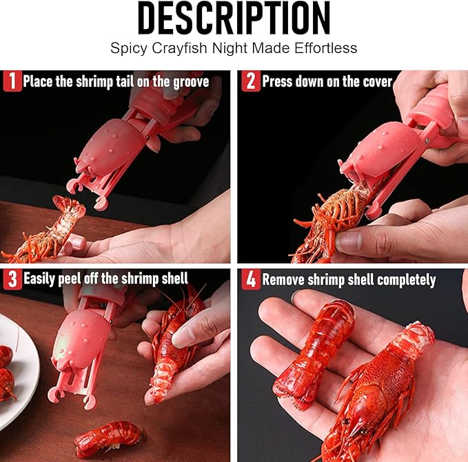 2025 New Crawfish Peeler Tool,Crawfish Sheller Tool,Crawfish Sheller Seafood Tool,Crawfish Tail Peeler Crayfish Shucker Tool,Crayfish Shelling Device Shrimp Peeler,Crawfish Peeler Peelers (3*Red)