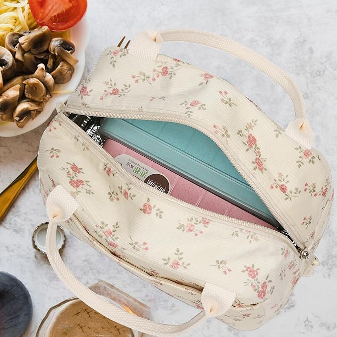 Bluboon Lunch Bag for Women Men Cute Corduroy Lunch Tote Bags Reusable Insulated Lunch Box Large Capacity Reusable Insulated Cooler for Work Picnic or Travel