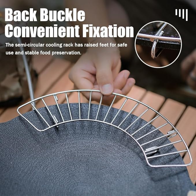 Stainless Steel Cooling Rack for Grill,Thickened Half Round BBQ Oil Drain Rack,Air Fryer Oven Rack,Strainers for Camping Home Baking Cooking