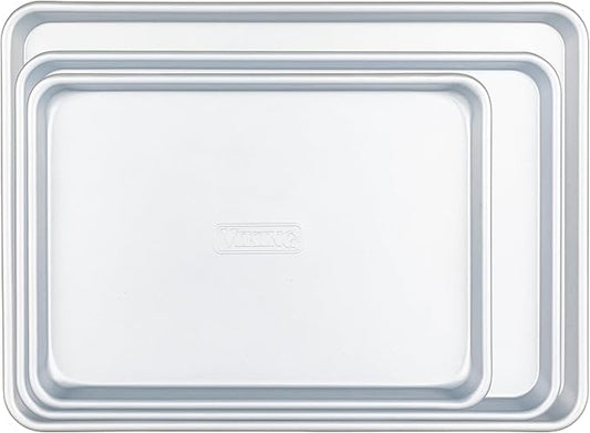 Viking Premium 3-Piece Nonstick Baking Sheet Pan Set, Made without PFAS, Heavy Gauge Aluminized Steel Cookie Sheets with Reinforced Iron Frame, 13, 15 & 18-Inch, Oven Safe to 475F