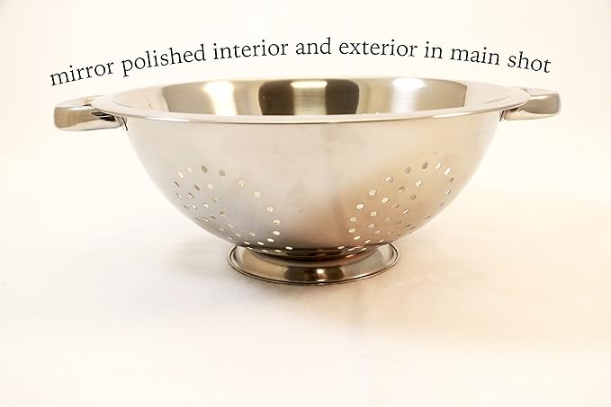 EXCELSTEEL Heavy Duty Stainless Steel Colander 5 Qt | Easy Grip Handles | Self-Draining Base | Mirror Polished | Dishwasher Safe | Pack of 1