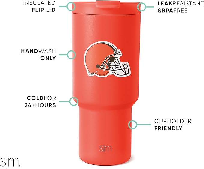 Simple Modern Officially Licensed NFL 30oz Tumbler with Flip Lid and Straws | Football Insulated Stainless Steel Cup | Gifts for Men Women | Trek Collection