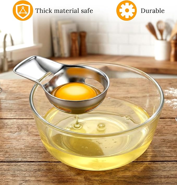 Egg Yolk Separator, Egg Separator for Raw Eggs Food Grade Stainless Steel Eggs Separators Tool, Easy to Use for Baking & Cooking