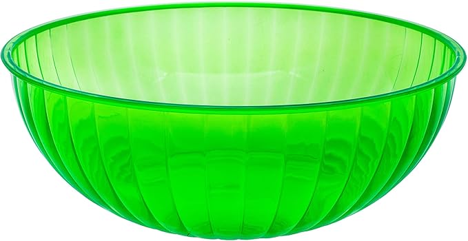 Party Essentials Hard Plastic 192-Ounce Serving Bowl, Neon Green
