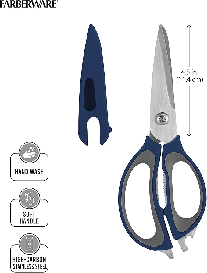 Farberware 4-in-1 Kitchen Shears, 2-Piece, Navy and Gray