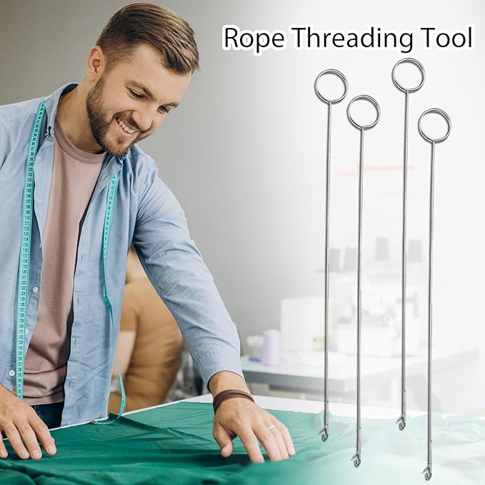 Haikole 10.4 Inch Loop Turner Tool for Silicone Beads 5PCS Loop Turners Sewing Tool,Sewing Loop Turner Hook for Fabric Belts Strips Tube Straps DIY Accessories (Silver 5pcs)