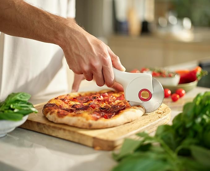 Joseph Joseph Ringo Easy Clean Pizza Wheel Cutter Slicer, Stainless Steel blade, Dishwasher safe