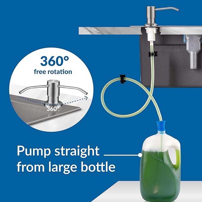 Soap Dispenser for Kitchen Sink(Brushed Nickel),Stainless Steel Countertop Dish Soap Dispenser Pump with 47 '' Extension Tube kit