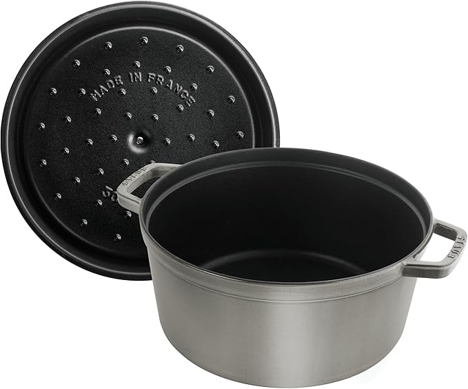 Staub Cast Iron 5.5-qt Round Cocotte - Graphite Grey, Made in France