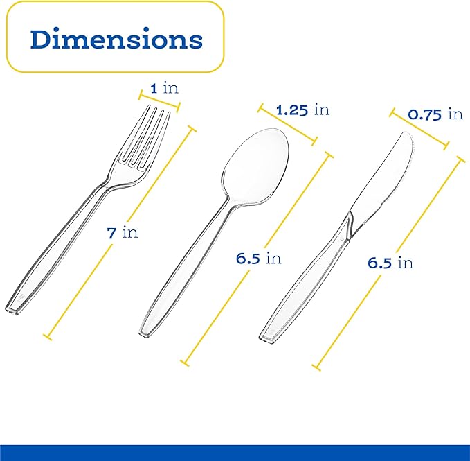 Plasticpro 360 Count Clear Heavyweight Disposable Plastic Silverware - Cutlery 360 Combo Box (including 180 Forks 120 Spoons 60 Knives)